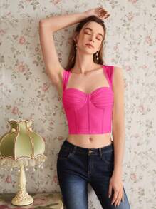 SHEIN MOD Áo khoác và áo lót dành cho xe tăng nữ - Màu Hồng Tươi - Xem 6