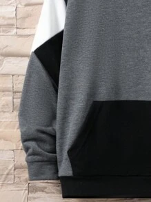 SHEIN Tween Boy Color Block Kangaroo Pocket Hoodie & Sweatpants - Multicolor - View 3