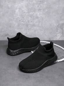 Kids' Spring And Autumn Solid Color Soft, Comfortable, Easy To Wear And Take Off Slip-on Shoes