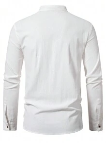 Manfinity Homme Men Button Front Solid Shirt - White - View 2