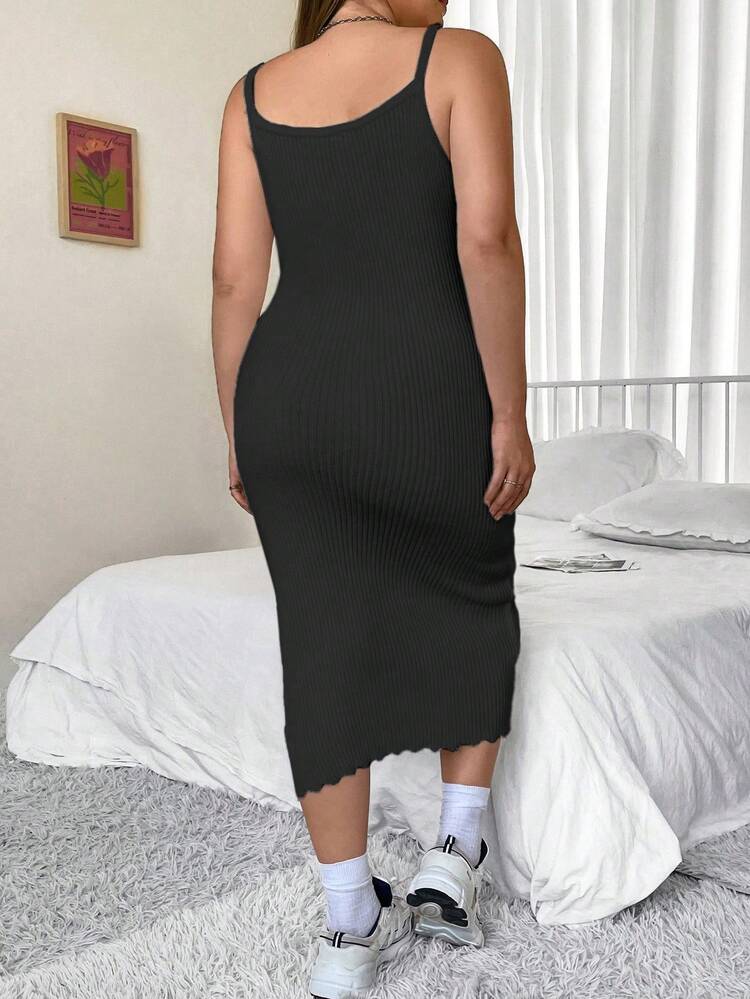 Plus Solid Cami Sweater Dress