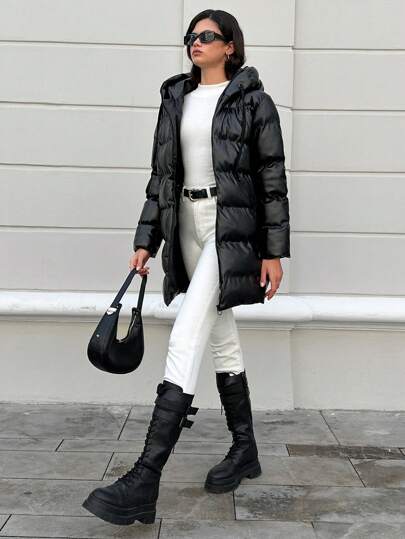 RueChic Dragsko med dragkedja med huva