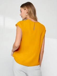 BizChic Women's Round Neck Cap Sleeve Urban Commute Basic Simple Elegant Fashionable Business Casual Outfit, Suitable For Teachers And Office Wear, Autumn