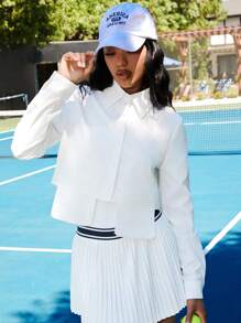 VARSITIE 帶夾克的運動網球基礎戶外服 - 白色 - 查看 1