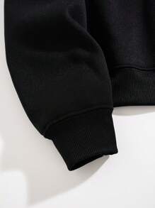 SHEIN Essnce Đồ họa Khẩu hiệu Lót nhiệt Áo nỉ - màu đen - Xem 3