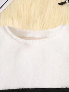 Baby Girl Leopard Pattern Colorblock Teddy Sweatshirt - White - View 4