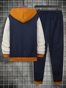 Manfinity Hypemode Men Colorblock Drawstring Hoodie & Sweatpants - Multicolor - View 2