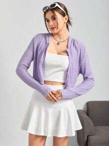 Teen Girl Drop Shoulder Hooded Crop Jacket - Hot Pink - View 4