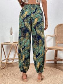 SHEIN VCAY 熱帶印花彈力腰胡蘿蔔褲 - 彩色 - 查看 3