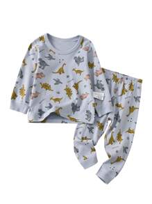 男小童恐龍印花睡衣套裝 - 藏蓝色 - 查看 1