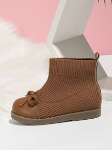 Girls' Autumn And Winter Brown British Style Fashion Boots With Retro Bowknot Decoration, Outdoor Warm Snow Short Boots For Kids - Brown - View 6