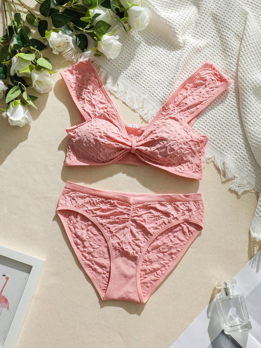 Set de lencería unicolor - Rosa - Ver 1