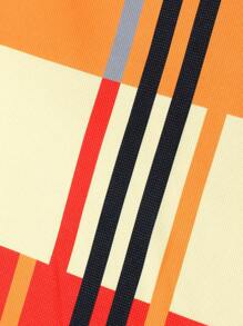 Manfinity Homme 男士條紋印花撞色POLO衫 - 亮橙色 - 查看 7