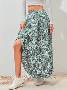 Soleia Falda con estampado floral bajo con fruncido - Multicolor - Ver 5