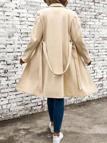 SHEIN LUNE Cổ áo thác nước Nút đơn Áo khoác - trắng - Xem 2