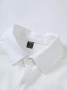 Manfinity Homme Men Solid Pocket Front Loose Shacket Without Tee - White - View 3