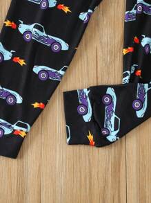Tween Boy Allover Car Print Tee & Pants PJ Set - Black - View 4