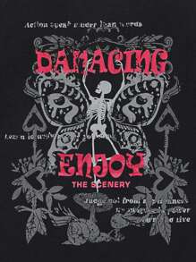 ROMWE MEN Academia 男士標語圖案T恤