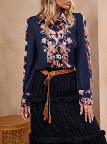 SHEIN LUNE Camicia stampa paisley con bottone frontale