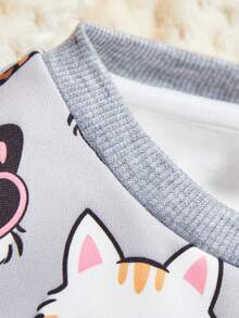 SHEIN 女嬰卡通圖案運動衫 - 灰色 - 查看 3