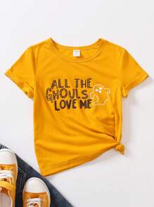 Young Boy Slogan Graphic Tee - Orange - View 1