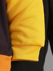 Young Boy Letter Graphic Colorblock Hoodie & Sweatpants - Multicolor - View 4