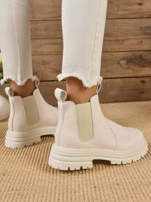 Quần legging thời trang Thu/Đông 2025, Giày bốt Chelsea đế dày, đế xuồng thời trang dành cho nữ - Màu be - Xem 5