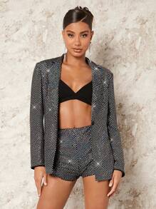 SHEIN BAE Blazer Col À Revers À Paillettes