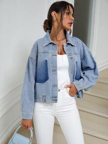 SHEIN LUNE Drop Shoulder Denim Jacket