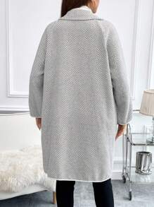 SHEIN Clasi Plus Double Breasted Dual Pocket Overcoat - Multicolor - View 2