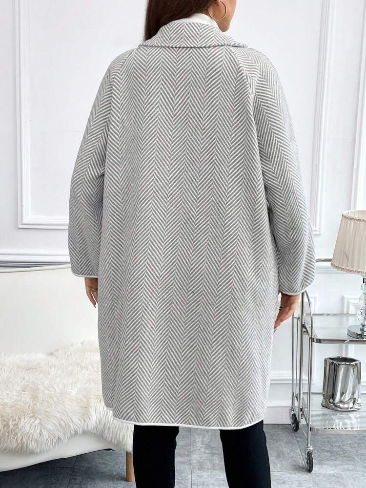 Plus Double Breasted Dual Pocket Overcoat