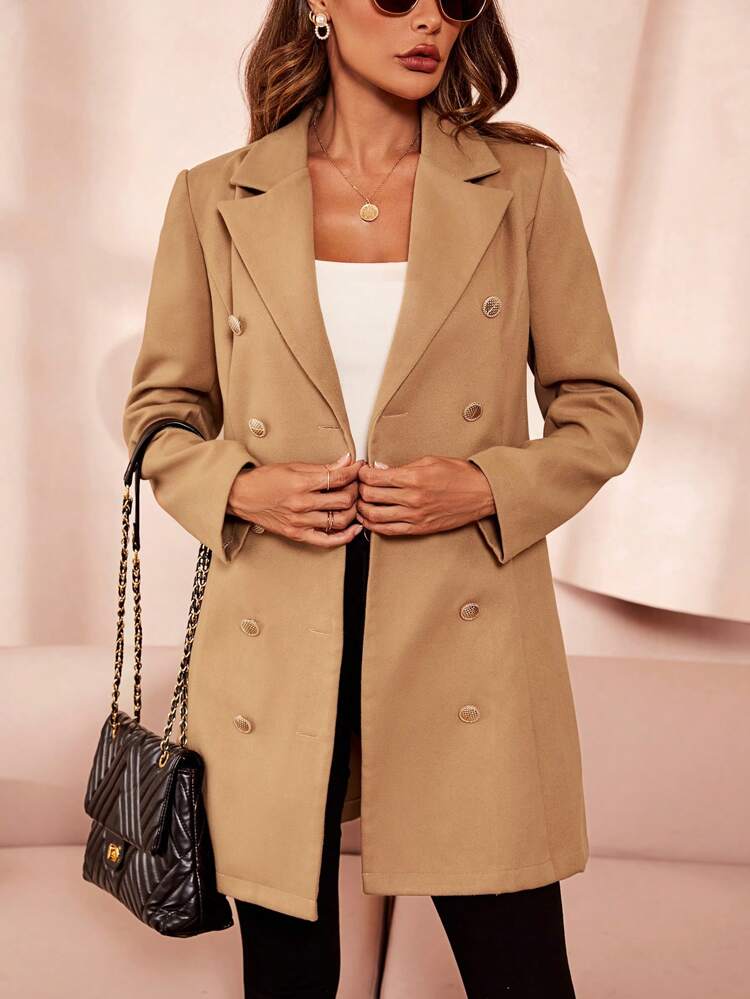 Double Breasted Lapel Collar Overcoat