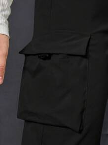 Teen Girl Flap Pocket Side Cargo Pants - Black - View 4