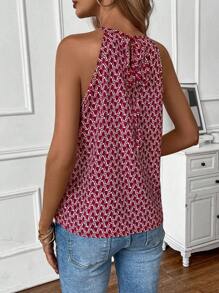 SHEIN LUNE Blusa con estampado de cuello con abertura de ojo