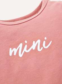 Baby Girl Snug Fit Pajama Set, Including Letter Printed Round Neck Long Sleeve Top And Pants, 4pcs - Multicolor - View 7