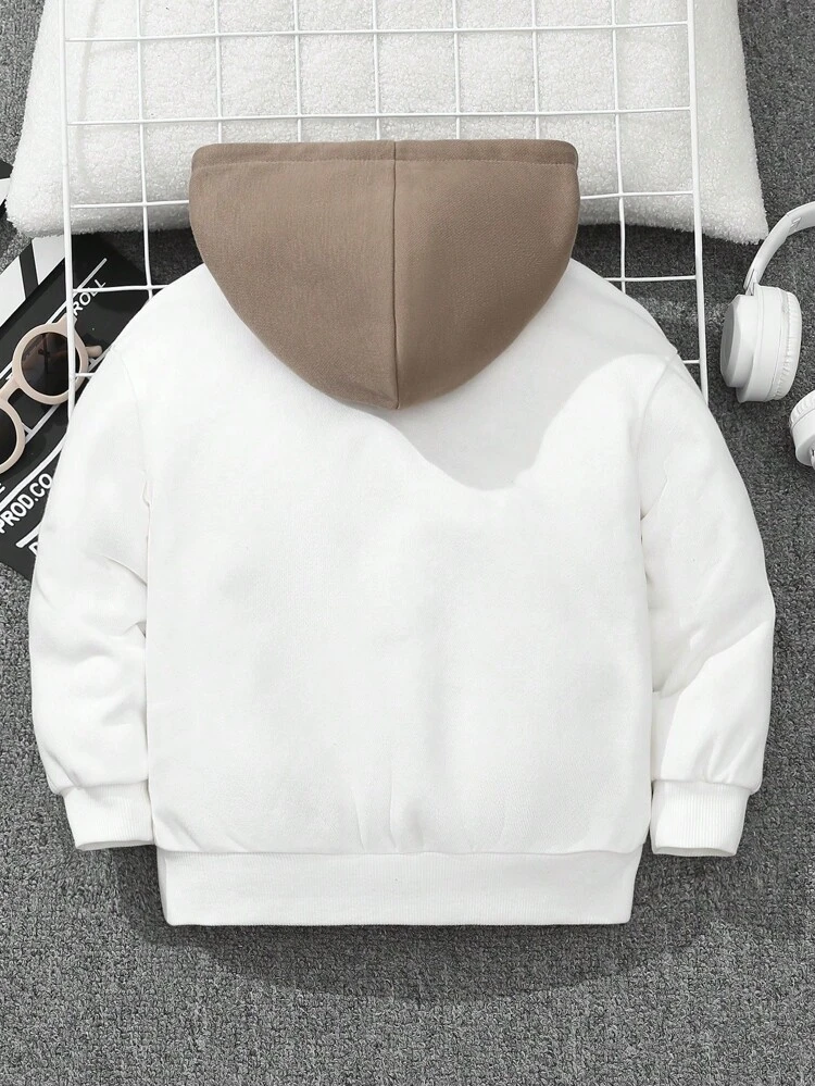 Sweat-shirt-shirt ample et mignon pour jeunes garçons avec poche kangourou et imprimé de griffe, pour l'automne et l'hiver