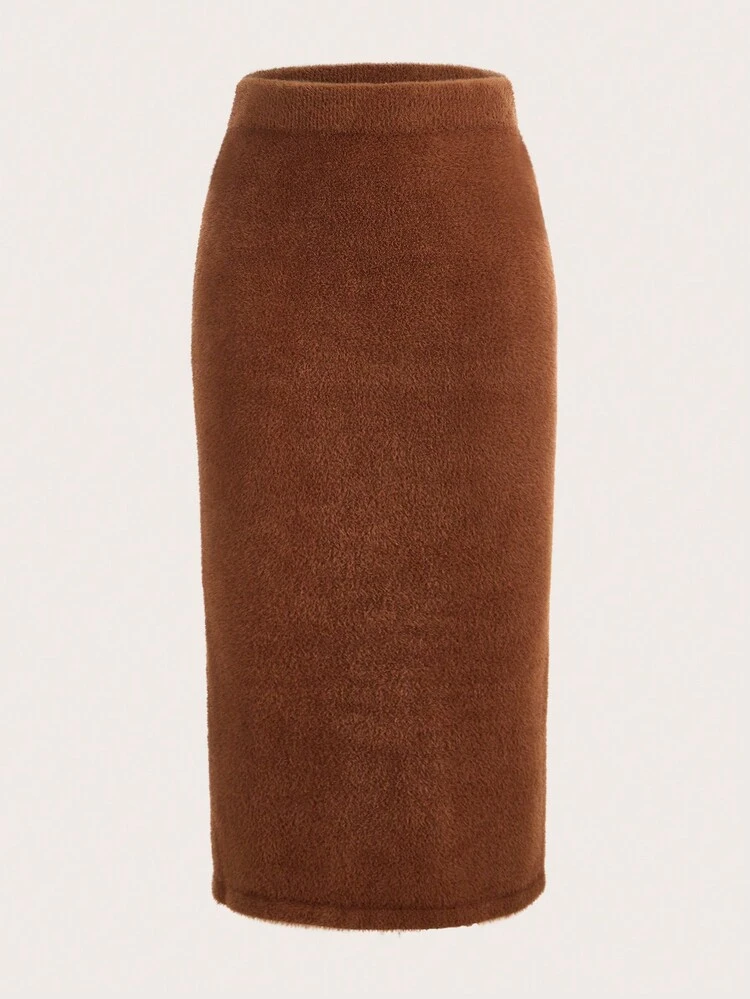 Solid Pencil Knit Skirt