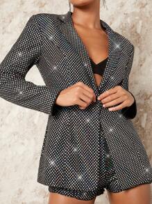 SHEIN BAE Blazer Col À Revers À Paillettes