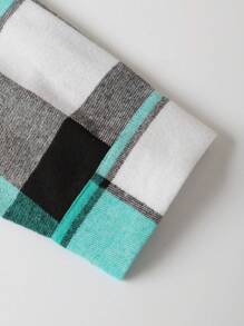 Manfinity Hypemode Men's Loose Fit Plaid Printed Drawstring Hooded Shirt (Without T-Shirt) - Green - View 5