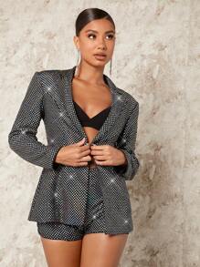 SHEIN BAE Blazer Col À Revers À Paillettes