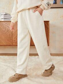 SHEIN Tween Boy Solid Thermal Lined Sweatpants - Apricot - View 6