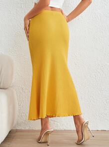 Firerie 纯色生菜边美人鱼下摆半身裙 - 黃色 - 查看 2