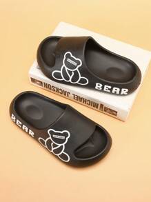 1pair Kids' Black Foam Flip Flops - Black - View 9