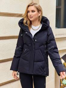 GASMAN Zip Up Drawstring Hooded Padded Coat