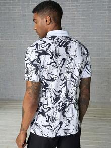 男友风 男士涂鸦印花短袖休闲运动 Polo T 恤 高尔夫衬衫 夏威夷 Polo 衫涂鸦衬衫男式衬衫图案男式图案衬衫男式图案衬衫 - 彩色 - 查看 2