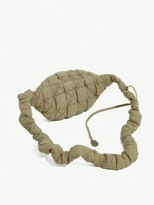 SHEIN SXY 女士們閒暇單肩包,折疊&幾何按圖案&拉鍊閉合&極簡,多功能 - 軍綠色 - 查看 5