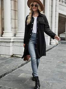 Chiquease Flap Detail Belted Padded Padded Coat Clothes Winter - Black - View 3