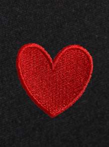 男士大码愛心圖案加絨內裏運動衫 - 黑色 - 查看 8