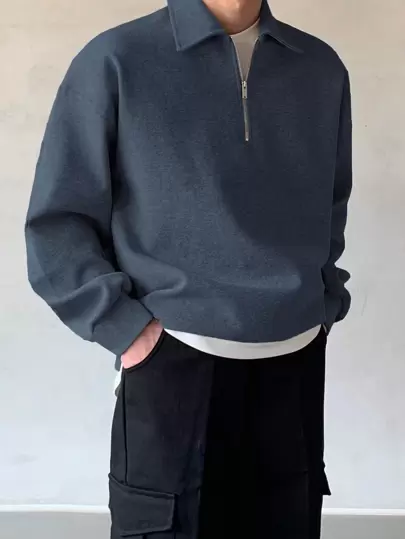 DAZY 男士四分之一拉链落肩运动衫（不含T恤）秋装