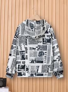 SHEIN 青少年男孩报纸印花卫衣 - 彩色 - 查看 2